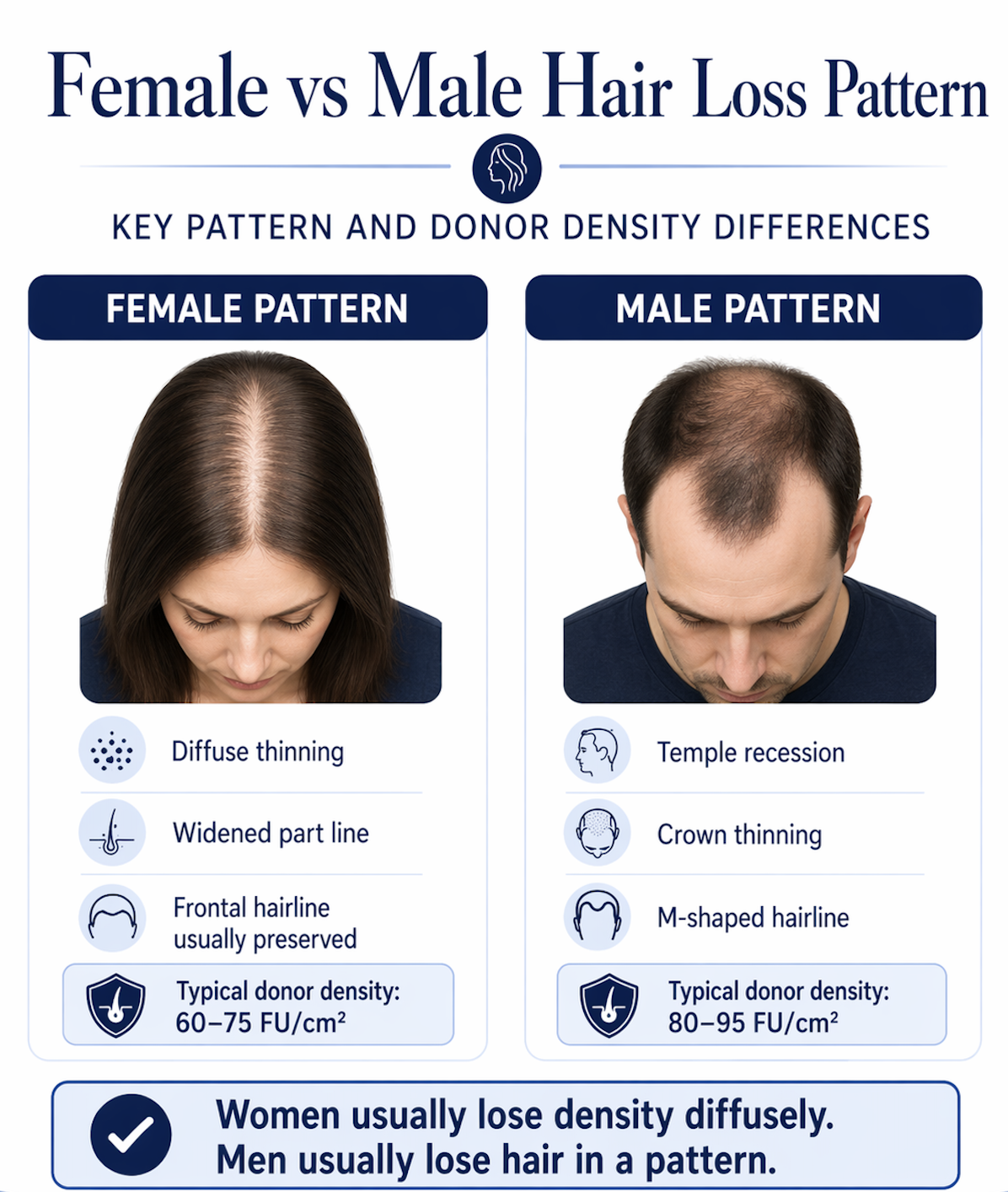 Unterschiede zwischen Haartransplantation für Frauen und Männer