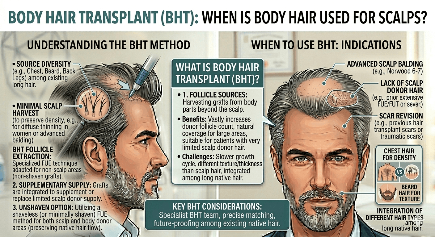 Body Hair Transplant (BHT): When is Body Hair Used for Scalps?