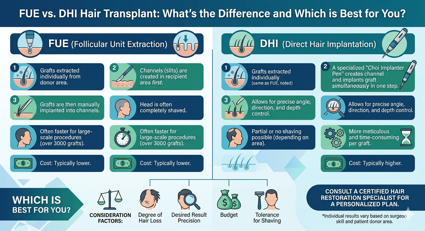 FUE vs. DHI Hair Transplant: What’s the Difference and Which is Best for You?