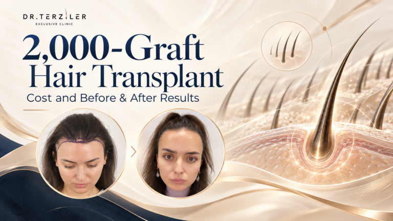2000 grafts hair transplant before after results at Dr. Terziler Exclusive Clinic. Turkey, Istanbul.