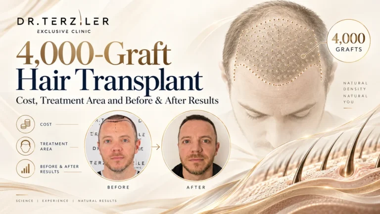 4000 grafts hair transplant coverage and follicular distribution showing approximately 9,200 transplanted hairs