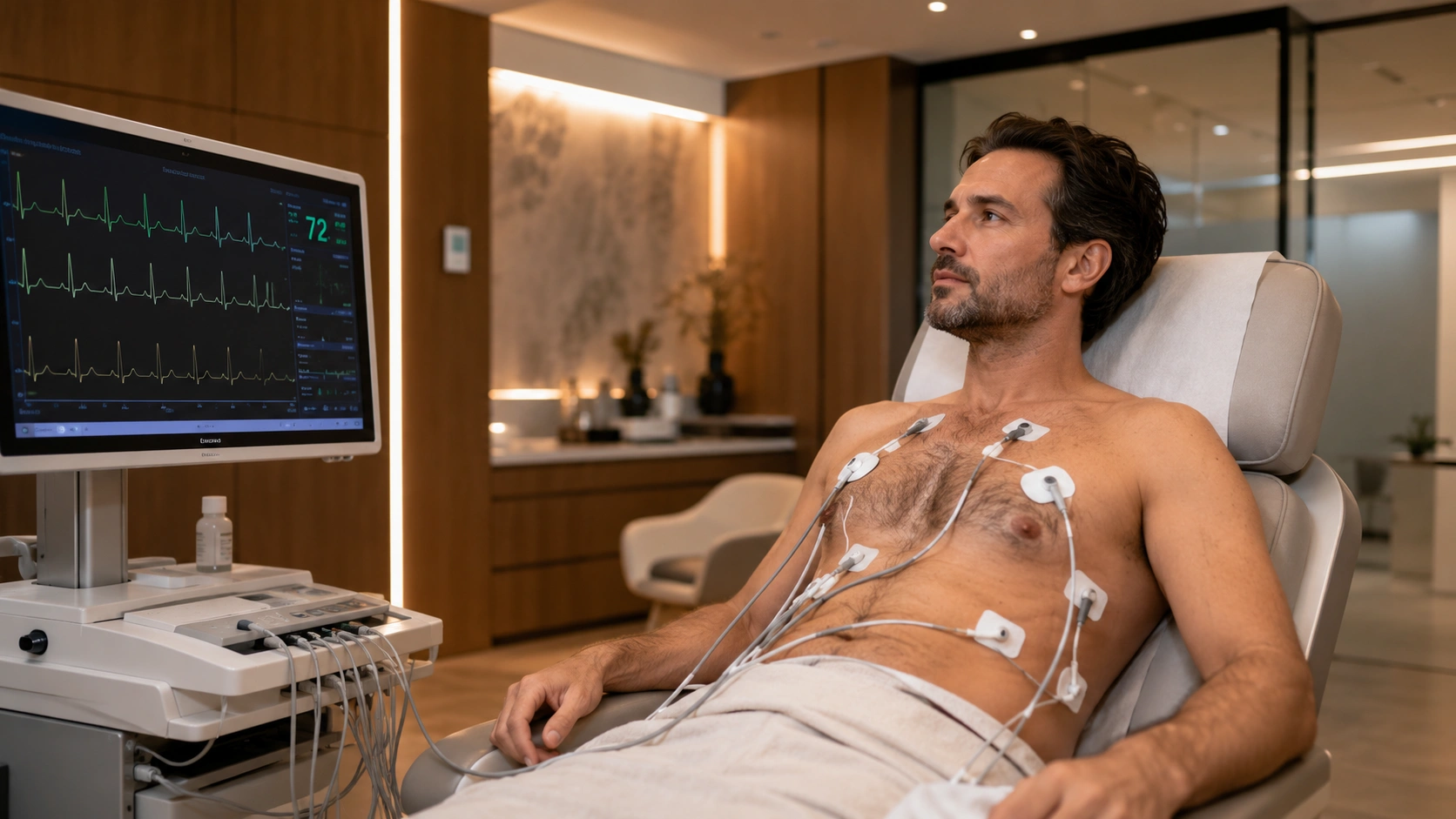 Dr. Terziler Exclusive Clinic İstanbul'da Longevity Reset kalp sağlığı ve performans tıbbı programı: CPET ile VO2 max, HRV analizi, ekokardiyografi, sanal anjiyo ve 5RM kas g&uuml;c&uuml; testi
