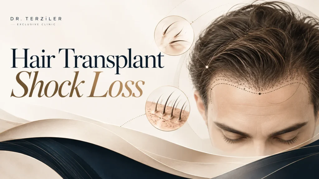 hair transplant shock loss showing temporary hair shedding, thinning hair and the transition toward new hair growth.