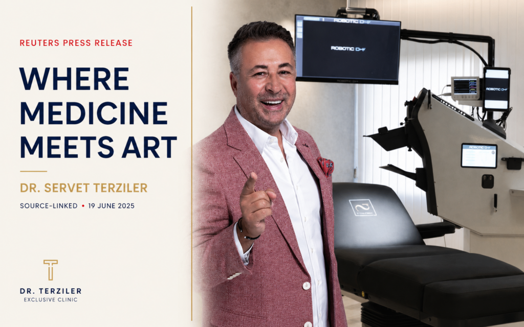 Dr. Servet Terziler beside the Robotic DHI system in a Reuters press release published on 19 June 2025
