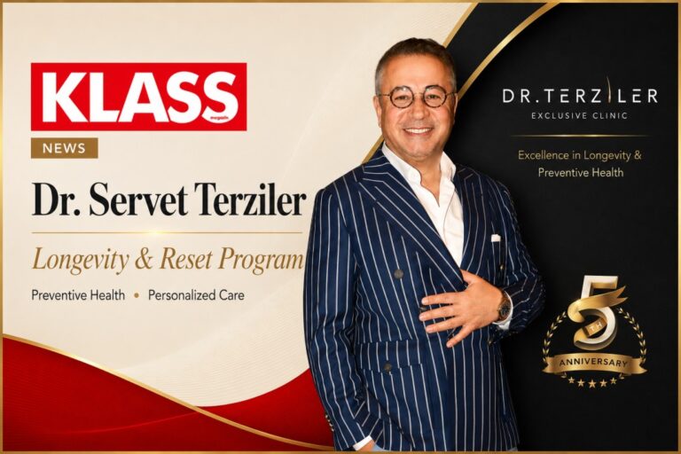 Dr. Servet Terziler featured by Klass Magazin for the Dr. Terziler Exclusive Clinic Longevity Reset Program, highlighting preventive health, personalised medical assessment and multidisciplinary longevity care in Istanbul.